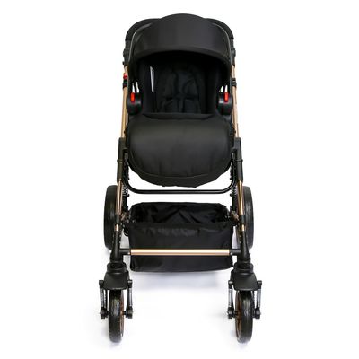 Teknum 3In1 Pram Stroller | Sleeping Bassinet | Extra Wide Seat | Wide Canopy | 360° Rotating Wheels | Fully Reclinable | Car Seat Compatible | Coffee Holder | Spill Proof Mat | Newborn Baby | 0 - 3 Years | Black + Infant Car Seat